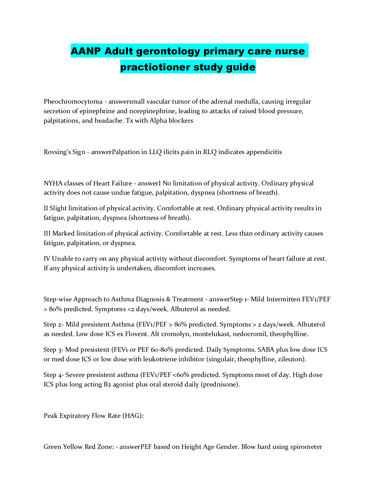 Preview image for AANP Adult gerontology primary care nurse practiotioner study guide